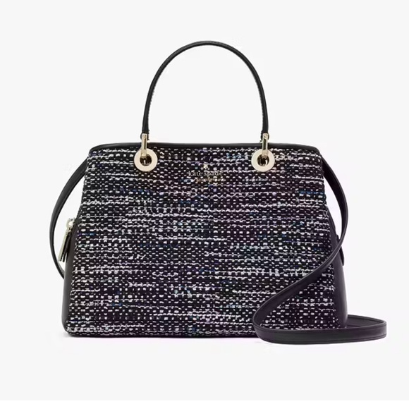 Kate Spade Carey Tweed Sullivan Satchel With Detachable Crossbody Strap - Picture 1 of 11